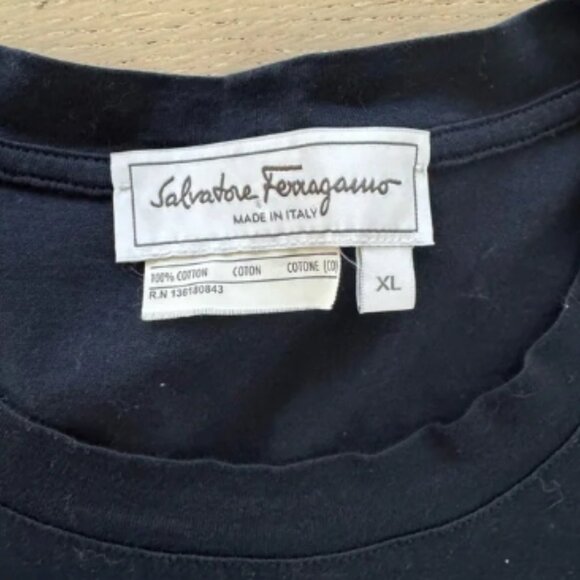 Salvatore Ferragamo Logo Crew Neck T-Shirt Men's Size XL Black - Picture 4 of 4